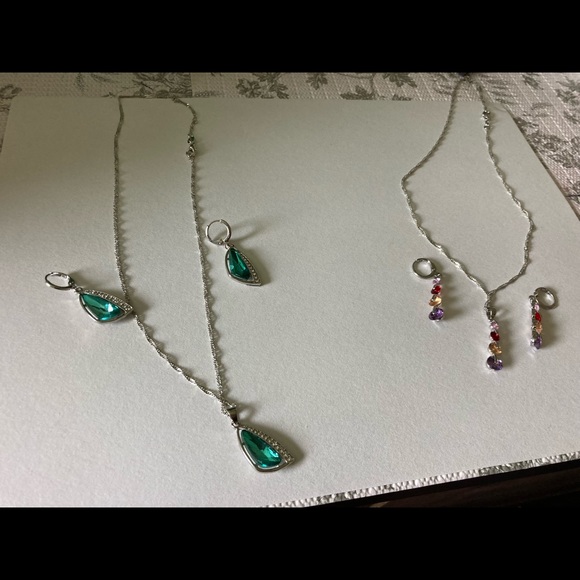 Jewelry - 2 pieces of sterling silver necklaces with earring